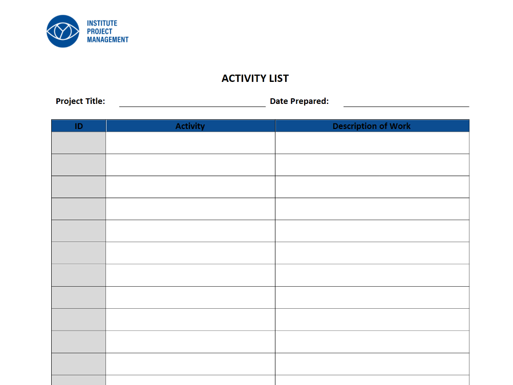 Activity List Template