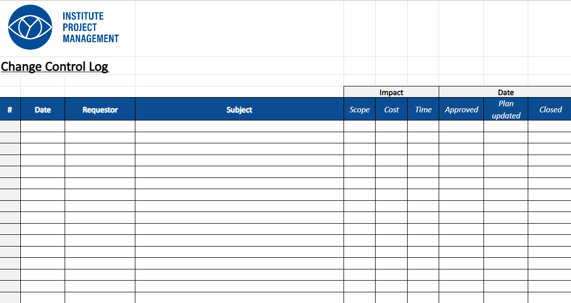 Plantilla de registro de control de cambios