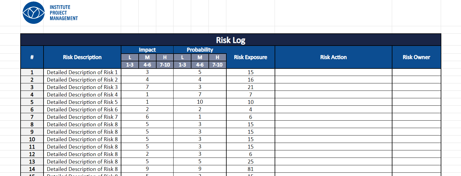 Risk Log Template