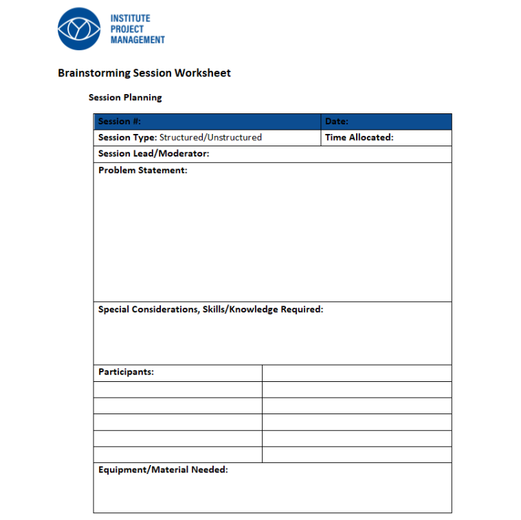 Brainstorming Session Worksheet