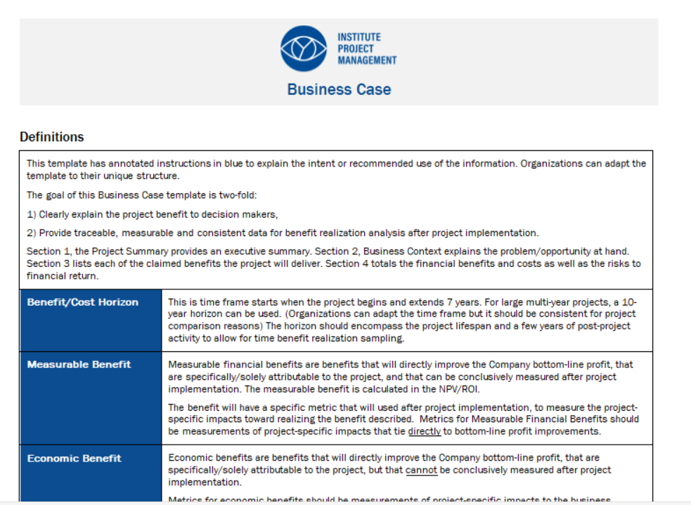 Plantilla de caso empresarial