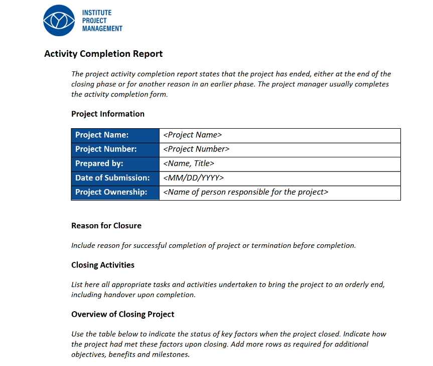 Activity Completion Report